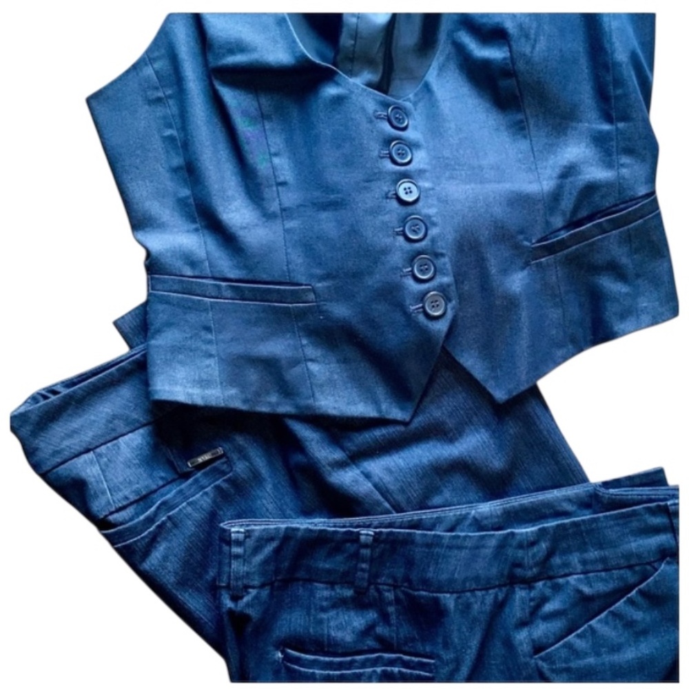 🛑 SOLD ‼️ NEW YORK & COMPANY 7th AVENUE DESIGN STUDIO 3PC DENIM SUIT SET